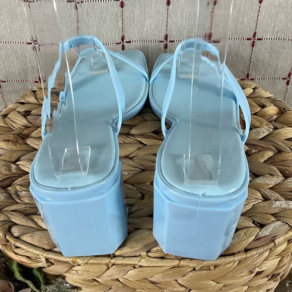 Jeffrey Campbell Womens Baby Blue Shiny “Jamm-3” Jelly Slide Sandal Heels Size 7 - Picture 4 of 10